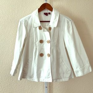 Sonoma White Denim Jacket Double Breasted Wood XL